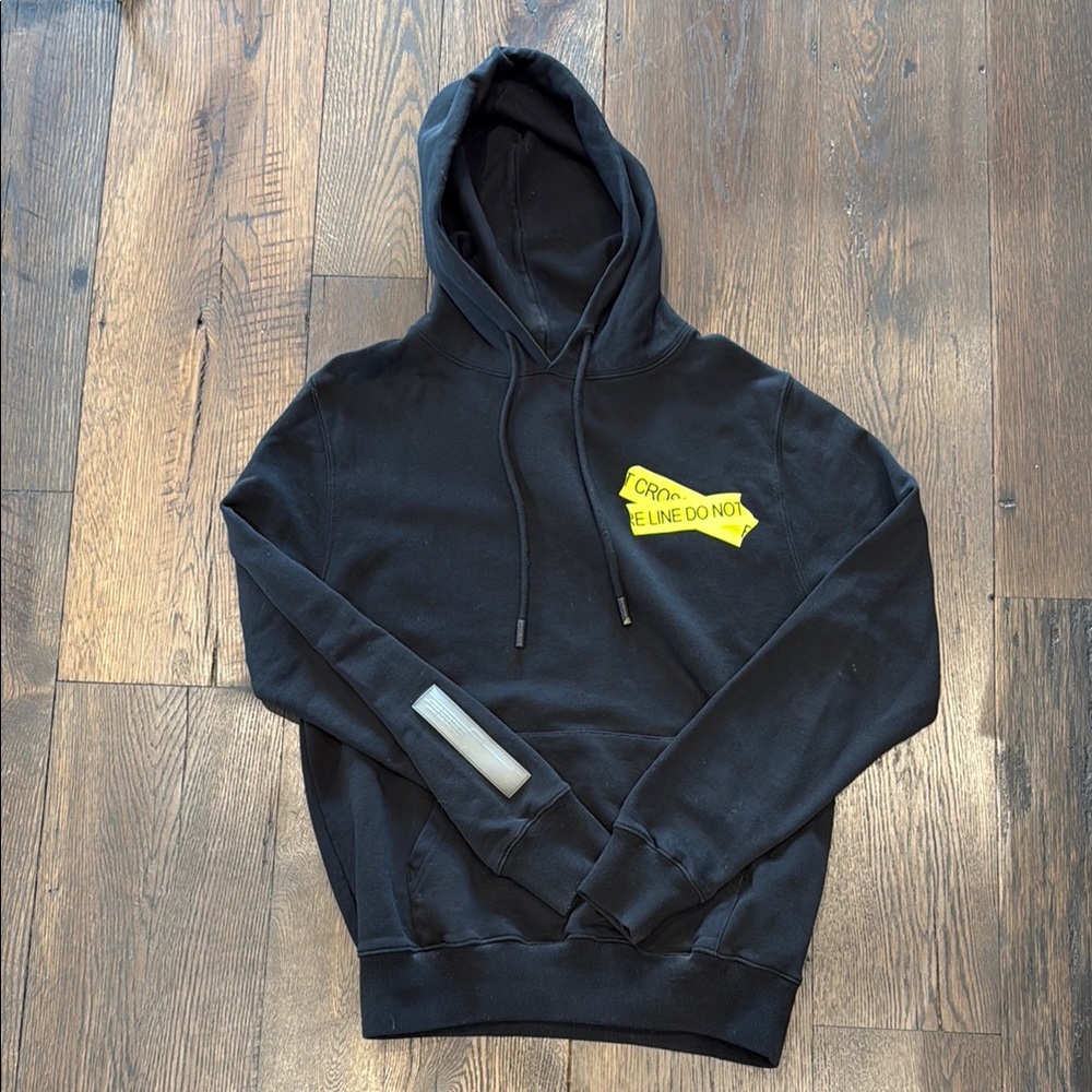 OFF-WHITE Black Hoodie with Yellow Detail